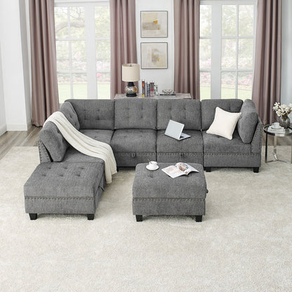 Modular Sectional Sofa With Diy Combination And Storage