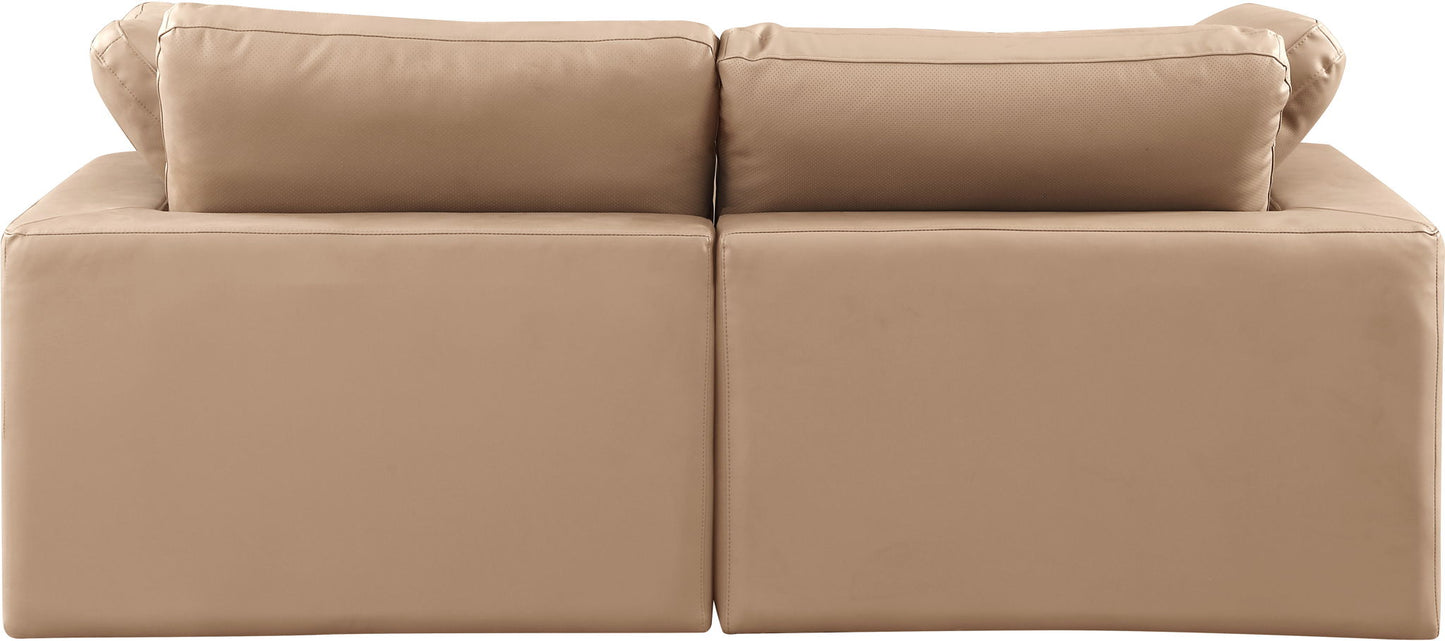 Comfy - Faux Leather Modular Sofa 2 Pieces - Tan