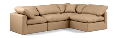 Indulge - Faux Leather 4 Piece Modular Sectional - Tan
