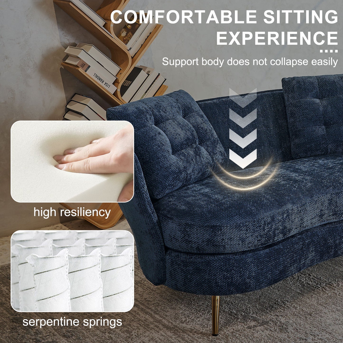 Loveseat Sofa, Upholstered Couch With Metal Legs