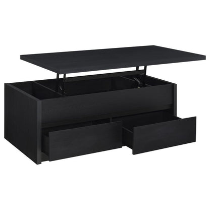 Knapp - Lift Top Cocktail Coffee Table With Dual Drawers - Black