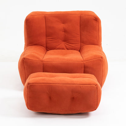 Modern Indoor Fluffy Bean Bag Chair With Memory Foam And Ottoman, Super Soft