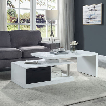 Buck II - Coffee Table With Swivel Top - White & Black High Gloss