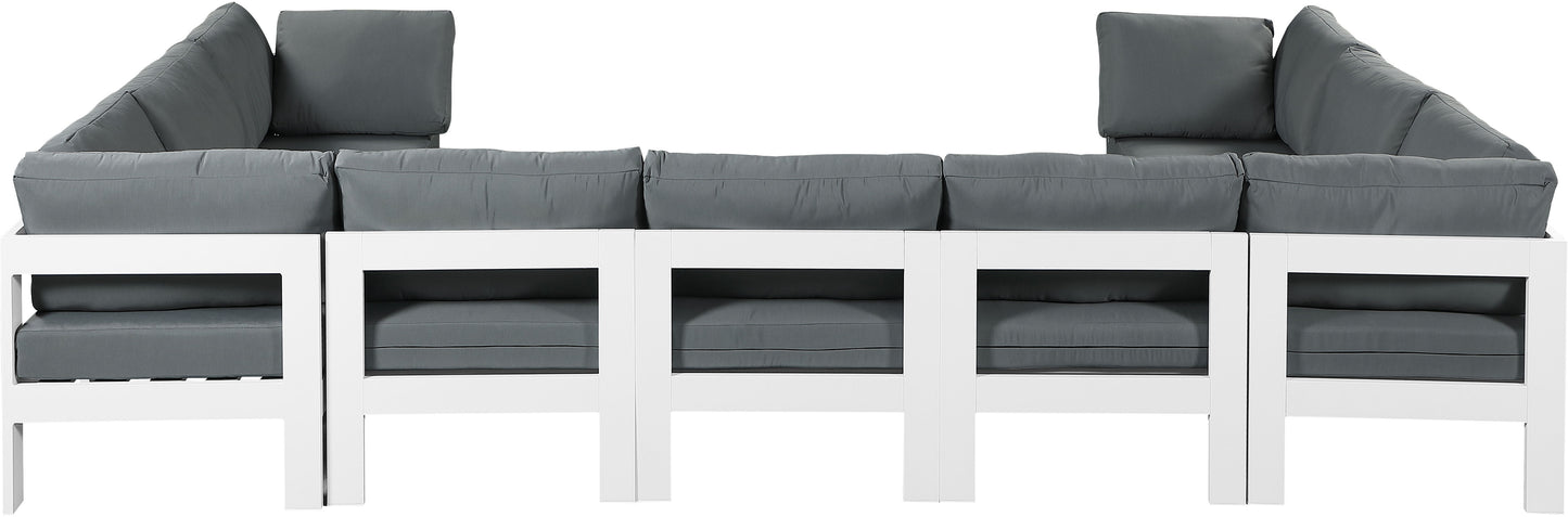 Nizuc - Outdoor Patio 9 Piece Modular Sectional With White Frame