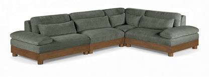 Turin - Chenille Fabric Upholstered Modular Sectional - Green