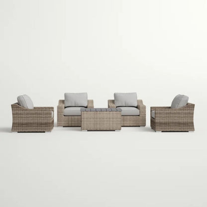 Wicker Sectional Seating Group With Cushions - Gray Mix