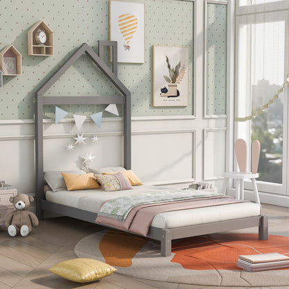 Platform Bed With House Shaped Headboard