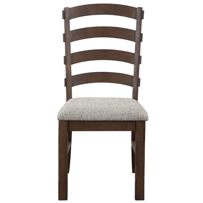 Pascaline - Side Chair (Set of 2) - Gray Fabric, Rustic Brown & Oak