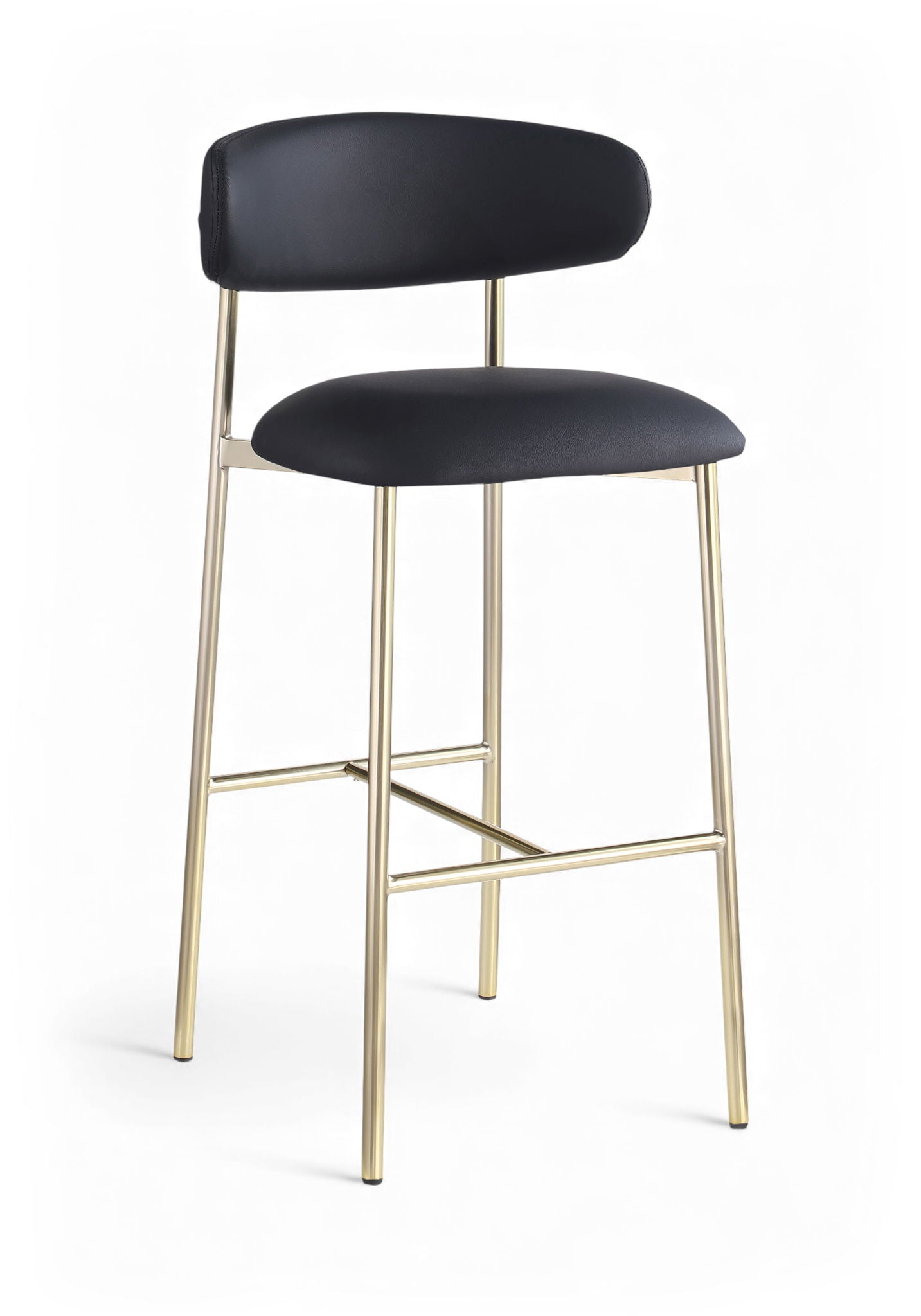 Lupita - Vegan Leather Upholstered Bar Stool With Brushed Gold Frame (Set of 2)