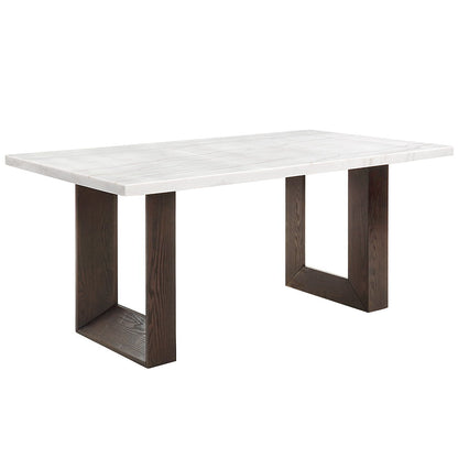 Edwyn - Dining Table With Marble Top - White Natural Marble Top & Brown