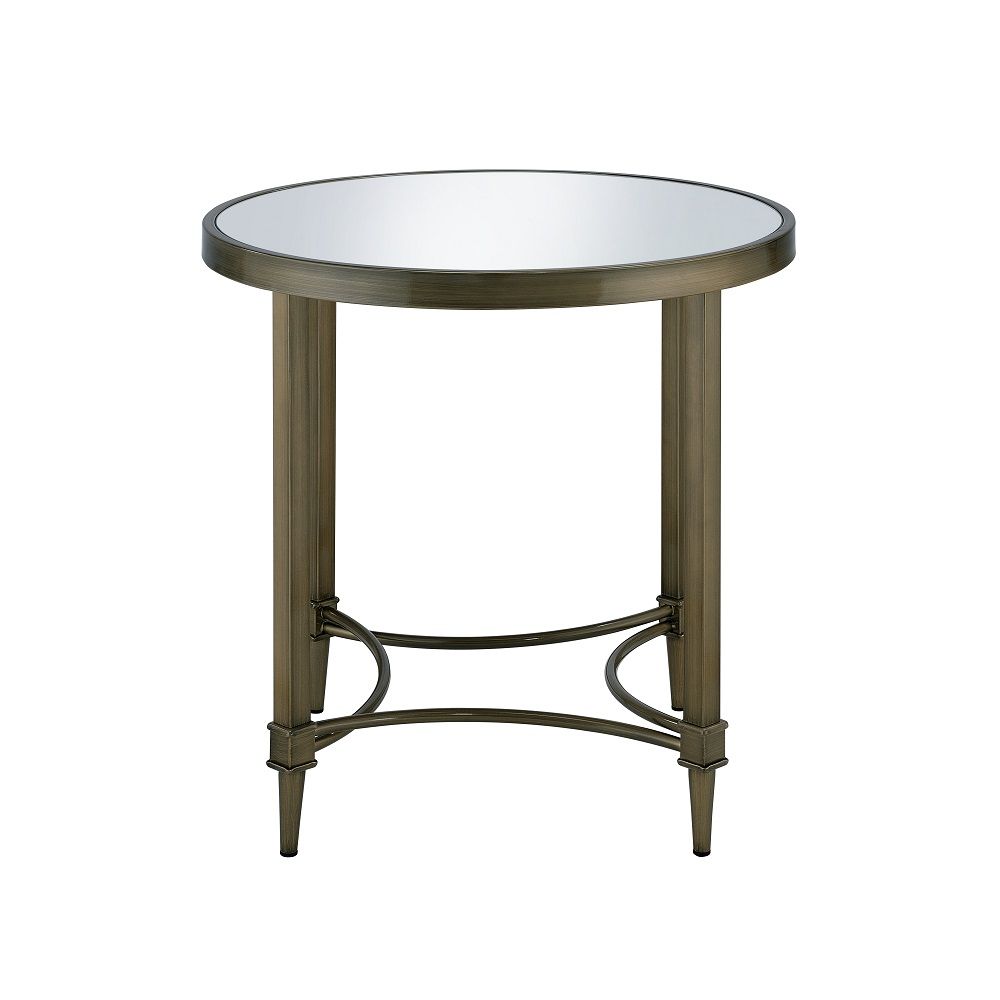 Aditya - End Table - Mirrored & Antique Brass