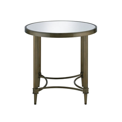 Aditya - End Table - Mirrored & Antique Brass