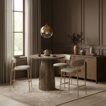 Lupita - Vegan Leather Upholstered Bar Stool With Brushed Gold Frame (Set of 2)