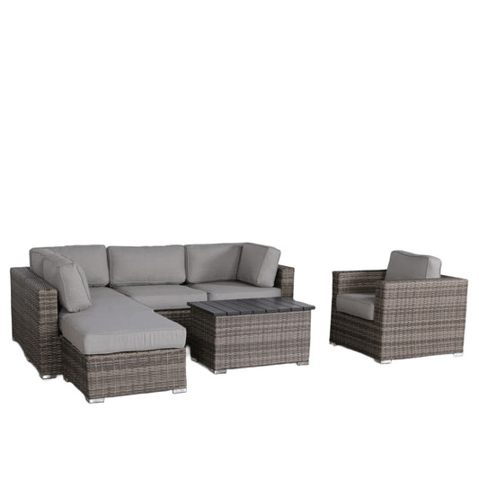 4 Person Outdoor Wicker Seating Set With Cushions, Patio Lounge Group - Gray Mix
