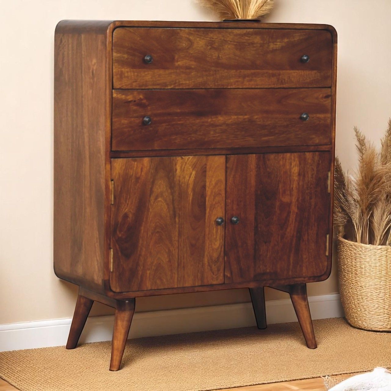 Curved Nordic Charm Cabinet - Brown