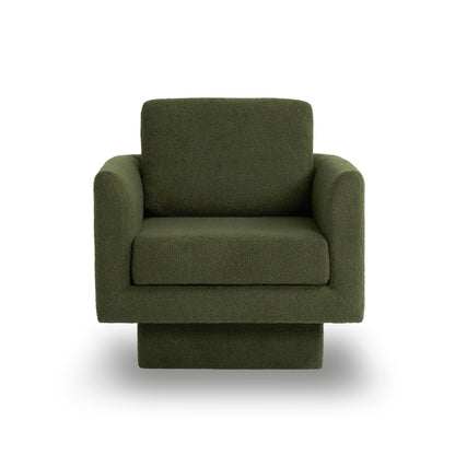 360° Modern Swivel Accent Chairs Round Armchair, Thick Padded Lounge Sofa Upholstered Comfy (Set of 2) - Green