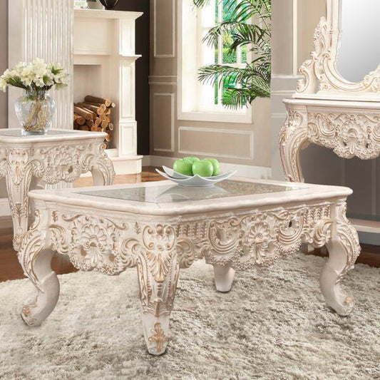 HD-998I - Coffee Table - Ivory With Gold Highlights