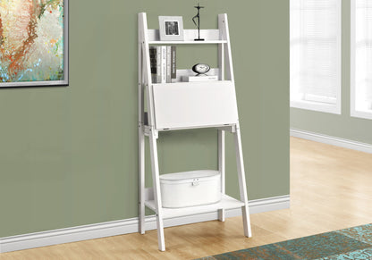 Computer Desk Leaning With Storage Shelves For Home Office - White