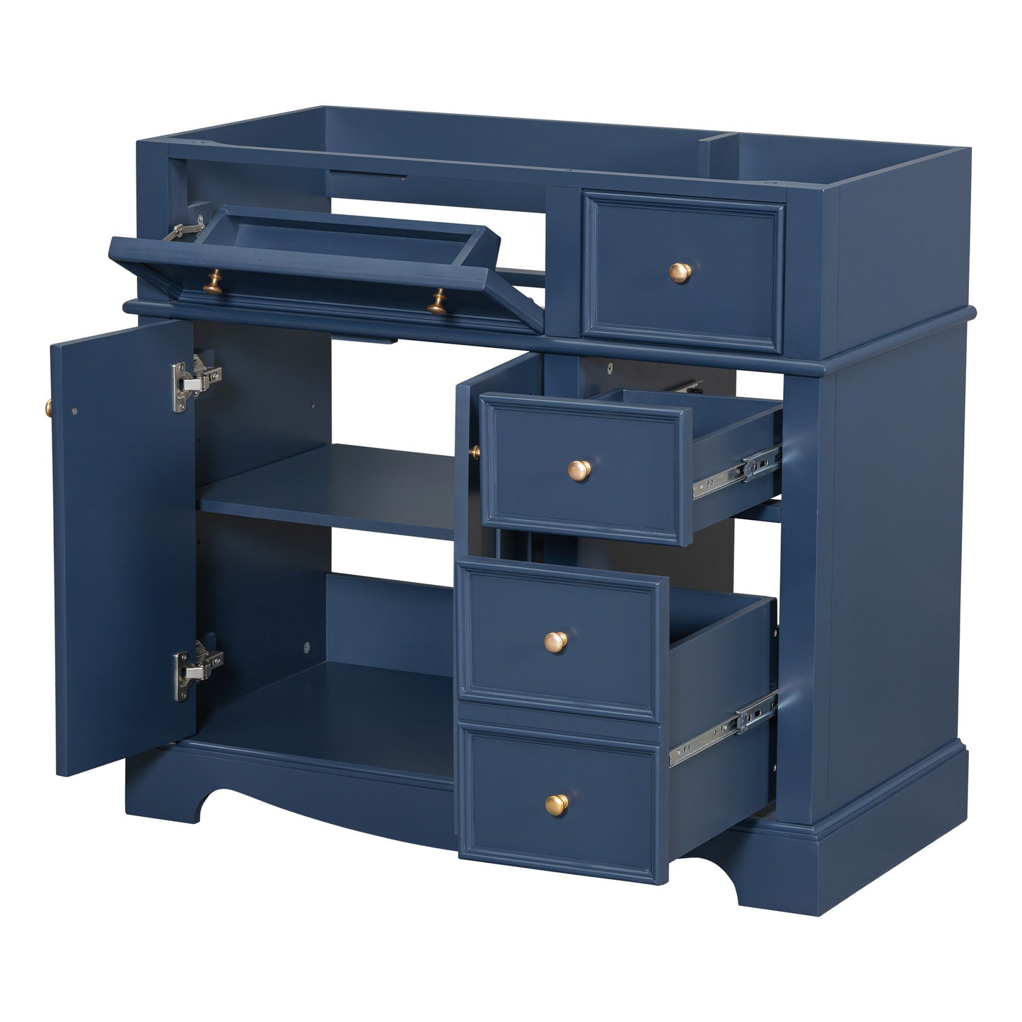 Vanity Without Basin Sink, Frame Bathroom Storage Cabinet, Freestanding Vanity With 3 Drawers & Adjustable Shelf
