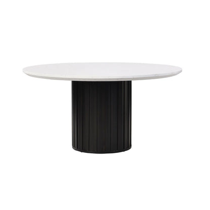 Jaramillo - Round Dining Table With Engineered Marble Top - Engineered Marble Top & Black