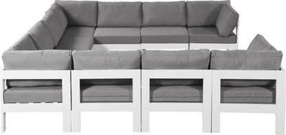 Nizuc - Outdoor Patio 10 Piece Modular Sectional With White Frame