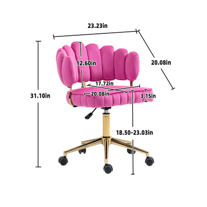 Modern Velvet Home Office Desk Chair With Adjustable Height And Swivel Wheels