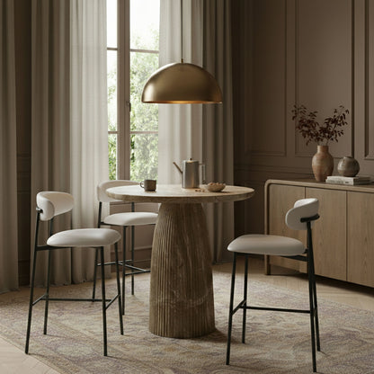 Lupita - Vegan Leather Upholstered Bar Stool With Matte Black Frame (Set of 2)