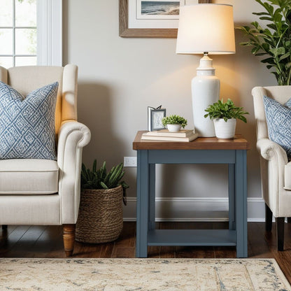 Nantucket - Side Table - Blue Denim, Whiskey