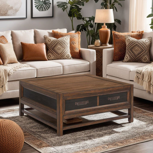 Branson - 2 Drawer Coffee Table, Two Tone - Brown