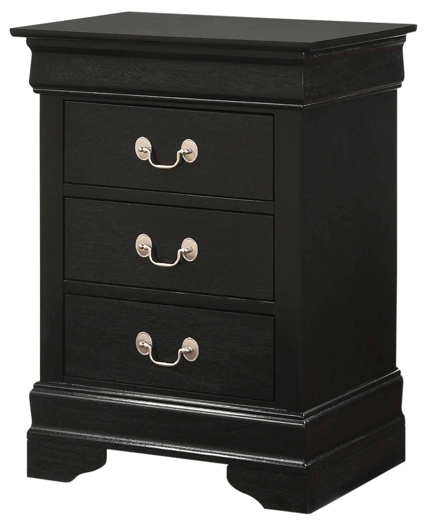 Louis Phillipe - 3 Drawer Nightstand - Black