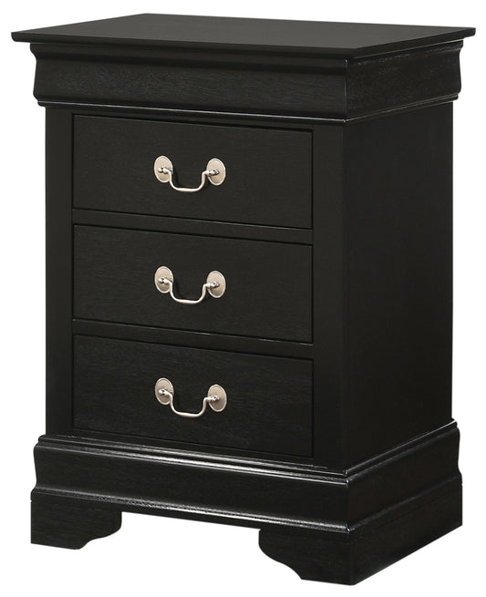 Louis Phillipe - 3 Drawer Nightstand - Black