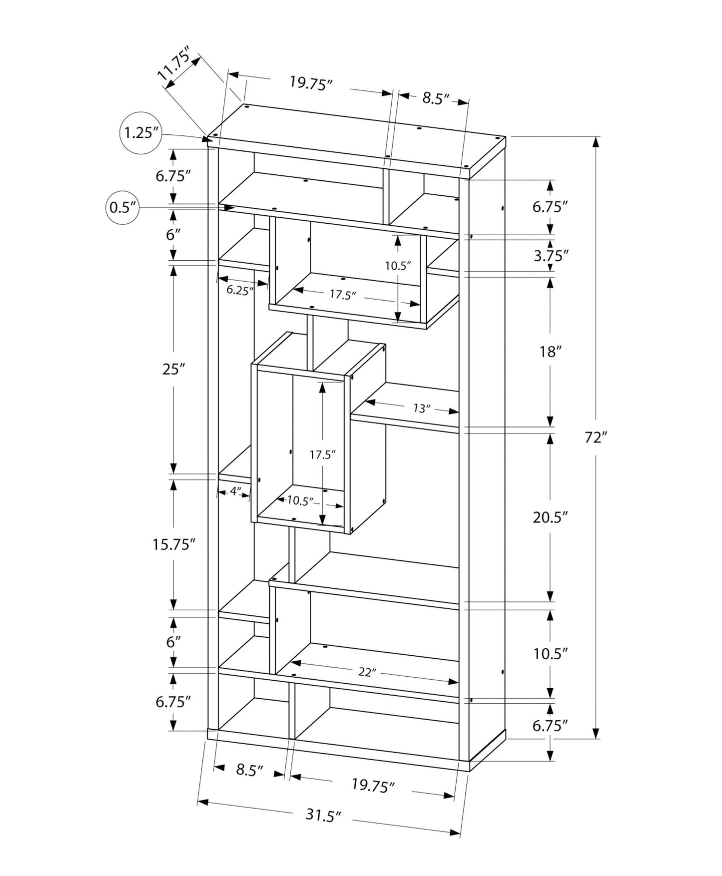 Bookshelf, Etagere, For Office, Contemporary & Modern - White