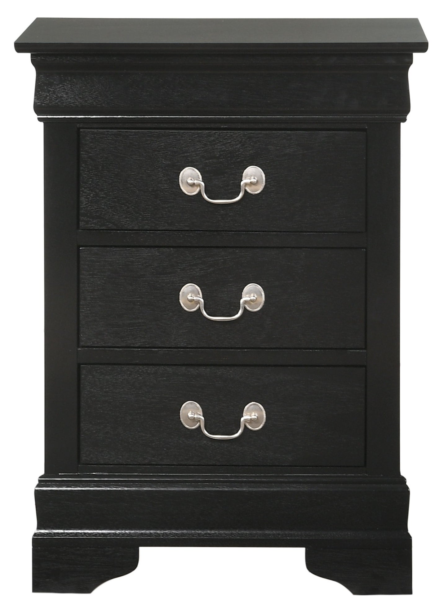 Louis Phillipe - 3 Drawer Nightstand - Black