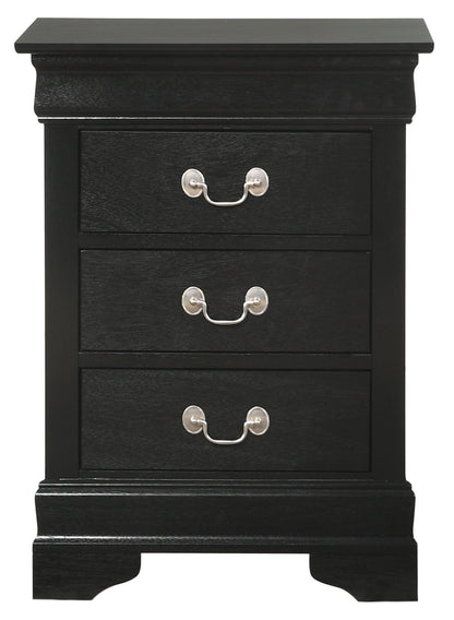 Louis Phillipe - 3 Drawer Nightstand - Black