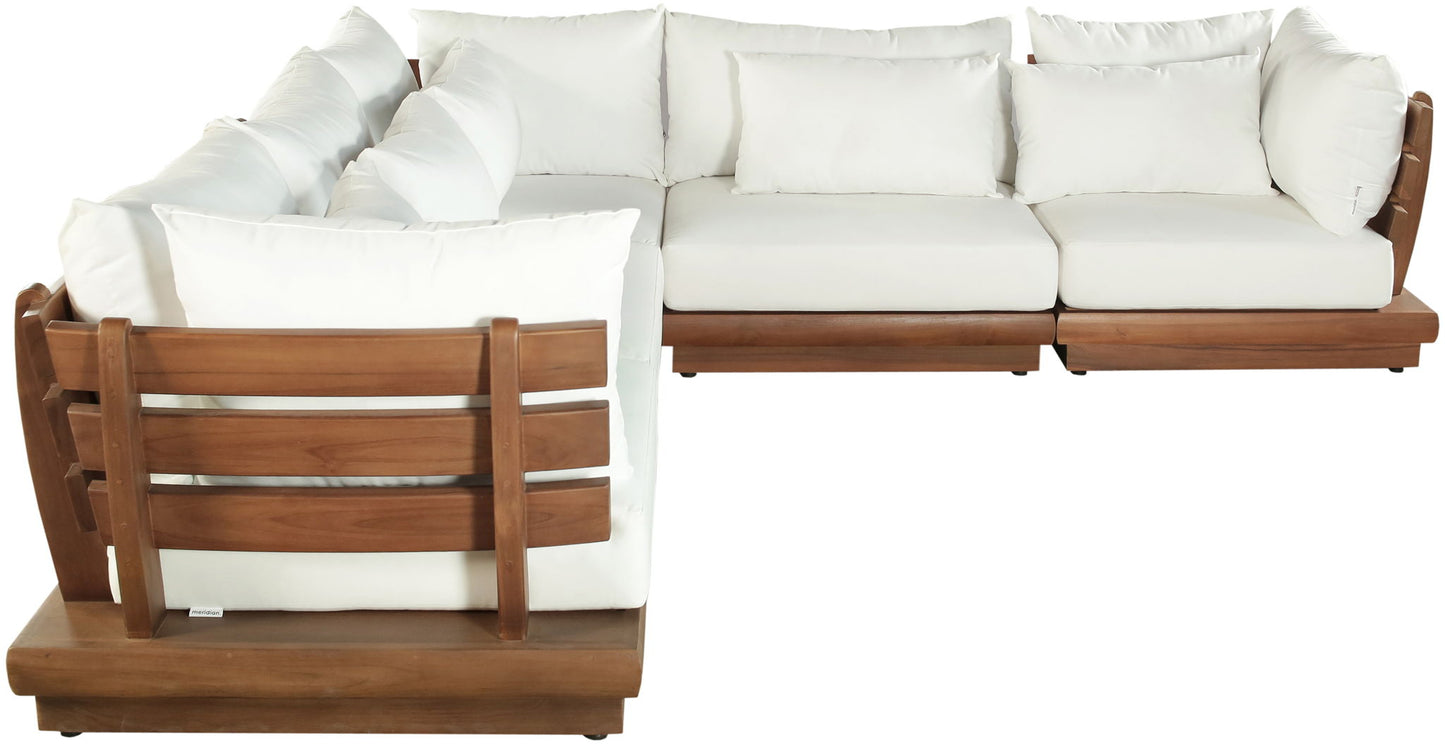 Mirella - 5 Piece Water Resistant Fabric Upholstered Outdoor Patio Modular Sectional