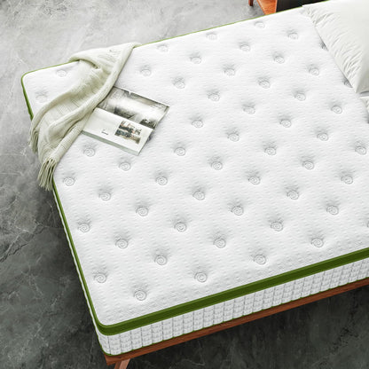 12" Full Size Hybrid Mattress With Gel Memory Foam & Pocket Springs - Green