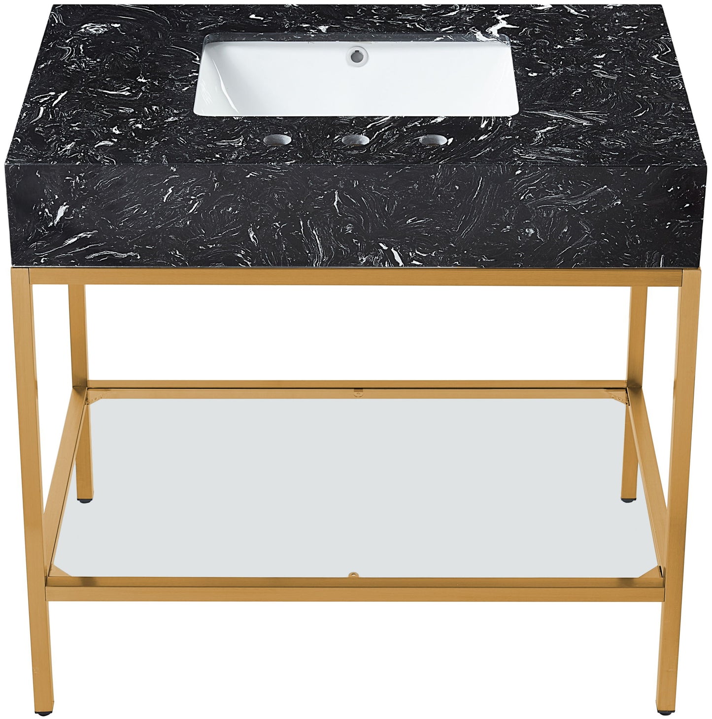 Marmo - Engineered Marble Bathroom Vanity With Gold Base