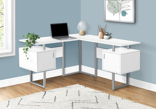Corner Computer Desk Storage L Shape For Home Office - White