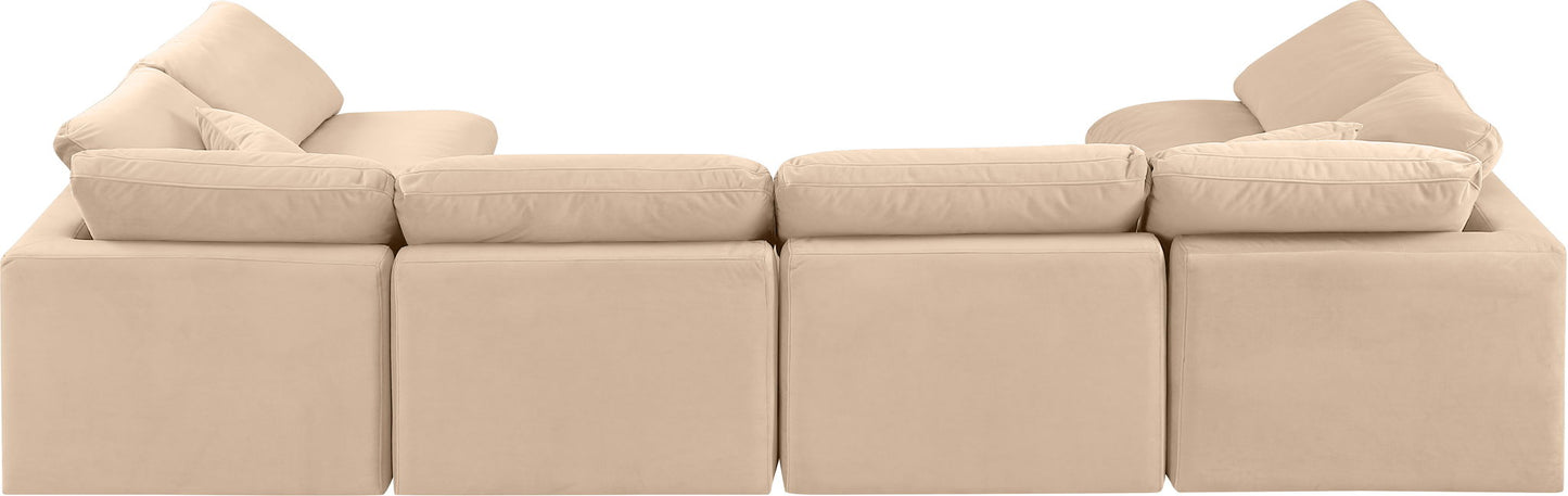 Indulge - Velvet 6 Piece Modular U-Shaped Sectional