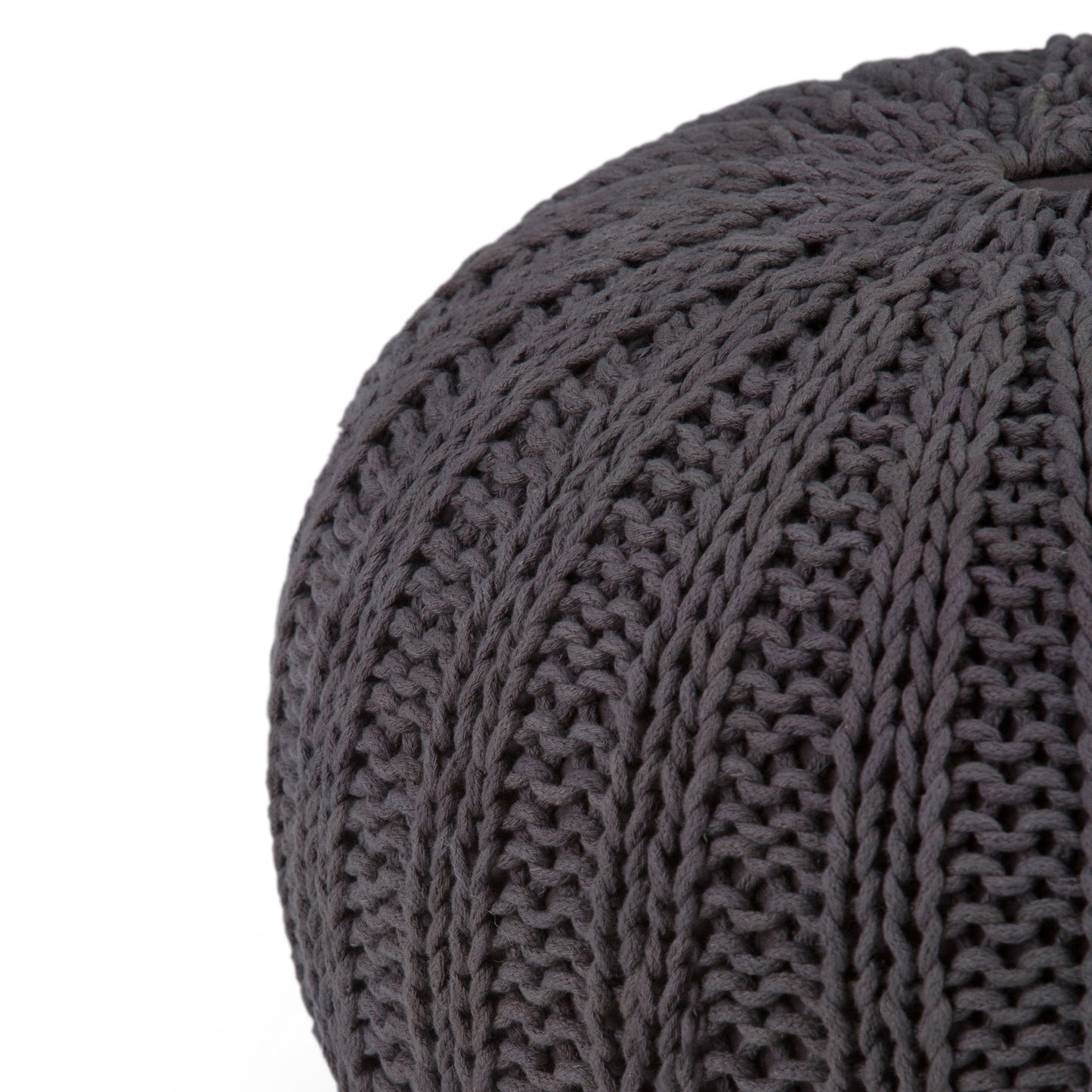 Shelby - Hand Knit Round Pouf - Slate Gray