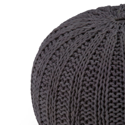 Shelby - Hand Knit Round Pouf - Slate Gray