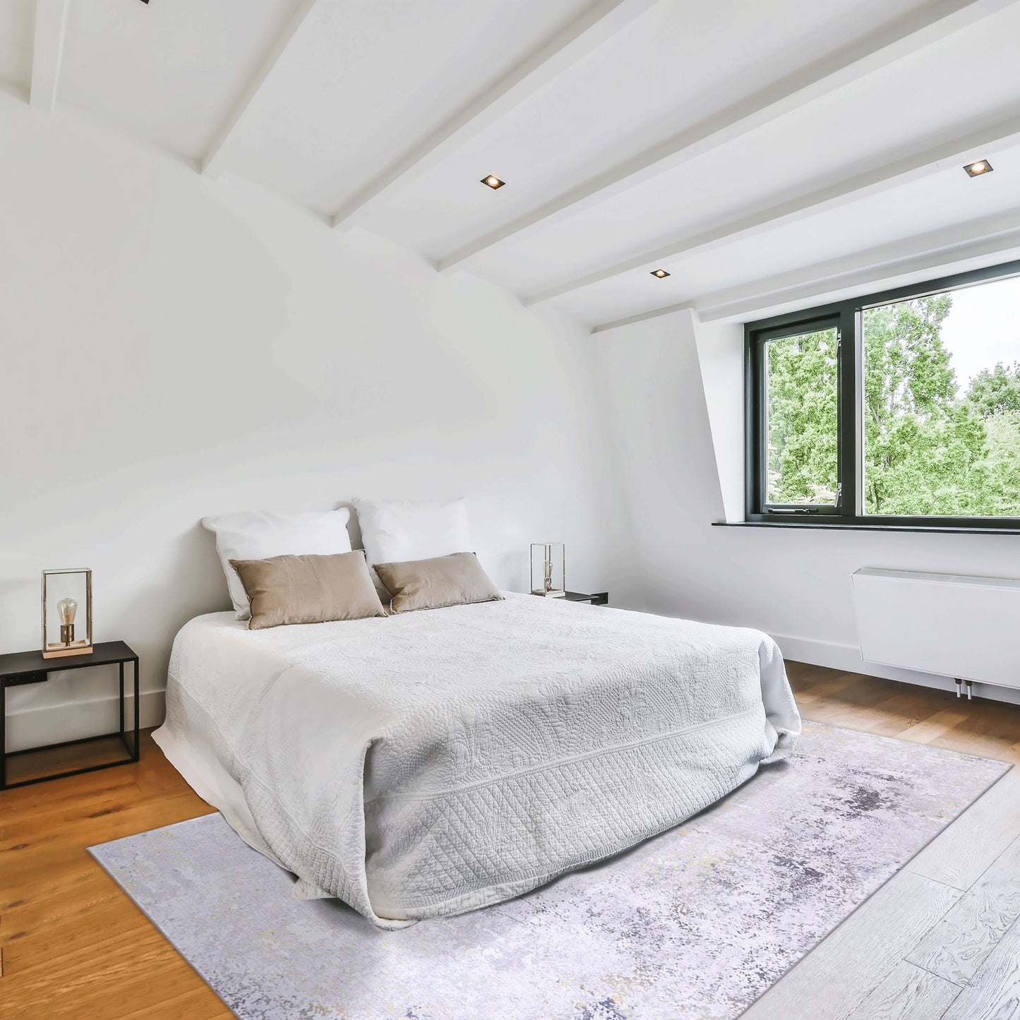 Maval - 8' X 10' Area Rug Washable - Gray / Gold