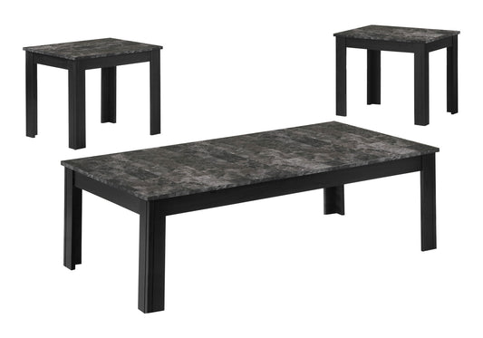 Table Set Coffee And Side Accent For Living Room 3 Pieces Set - Black