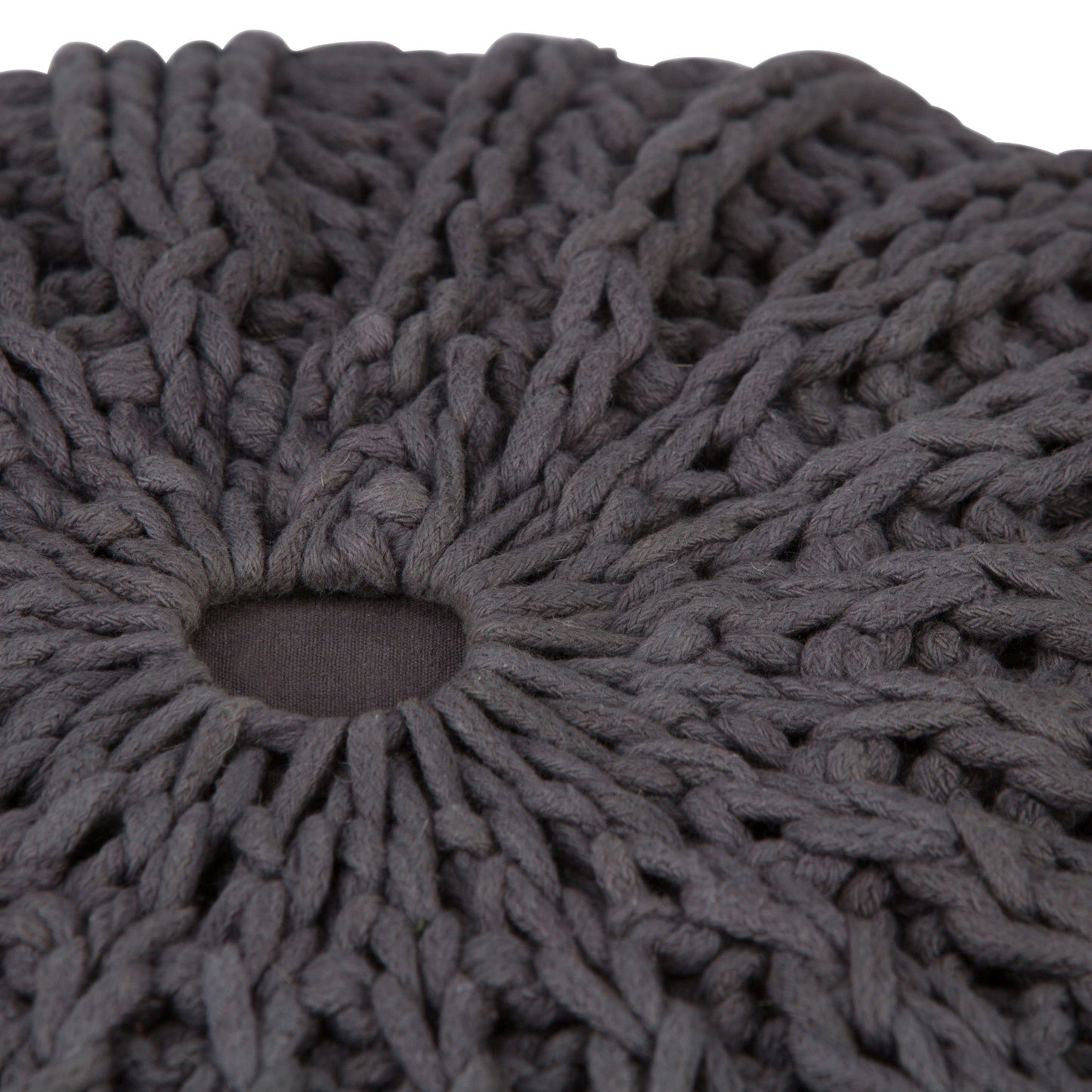 Shelby - Hand Knit Round Pouf - Slate Gray