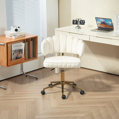 Modern Velvet Home Office Desk Chair With Adjustable Height And Swivel Wheels