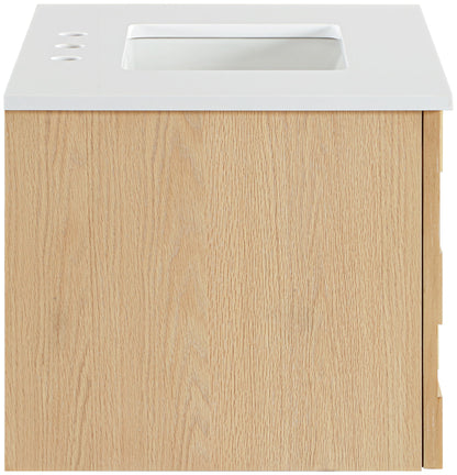 Leonardo - Engineered Stone And Solid Wood 24" Wall Mounted Bathroom Vanity