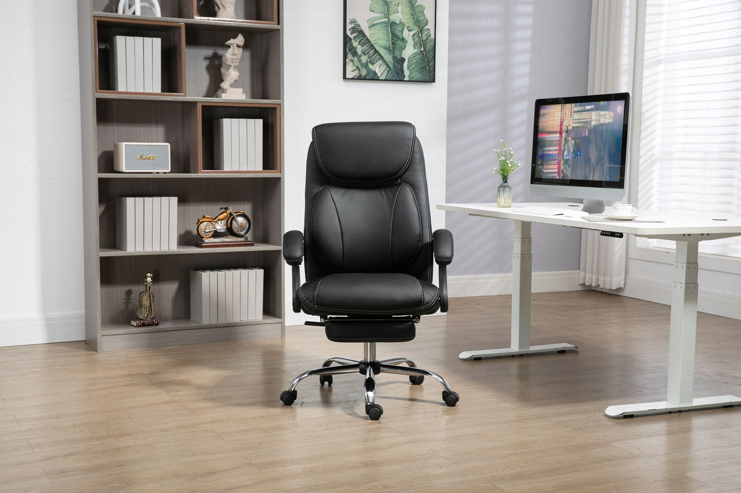 Big And Tall Office Chair, High Back Ergonomic Office Chair With Footrest, Executive Office Chair For Back Pain Relief - Black