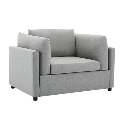 Wide Modern Oversized Armchair With Ottoman Stool, Single Sofa With Lumbar Support, Accent Chair