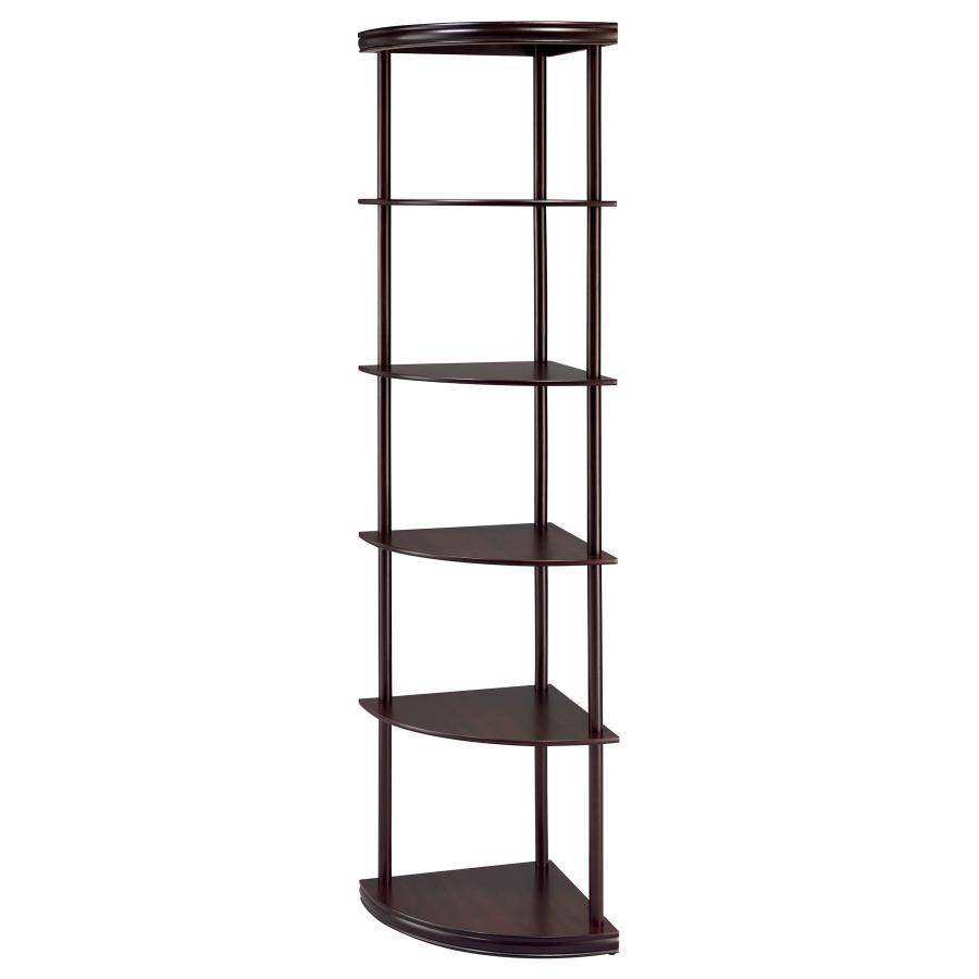 Bonwick - Wood 5-Shelf Corner Bookshelf - Cappuccino