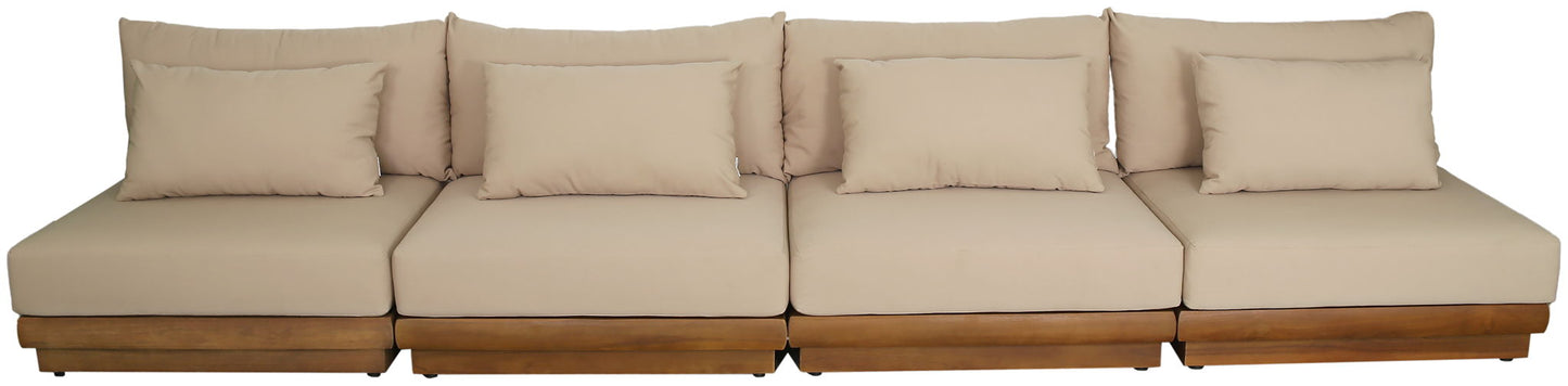 Mirella - 4 Piece Water Resistant Fabric Outdoor Patio Modular Sectional